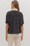 Black Striped Dolman V-Neck