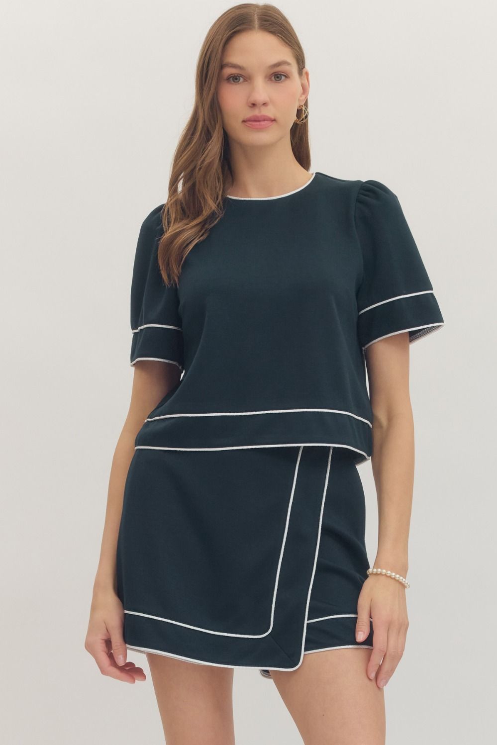 Navy Trim Skort Set