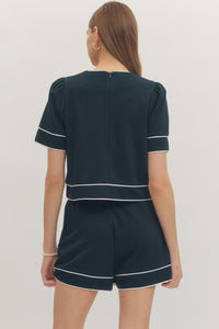 Navy Trim Skort Set