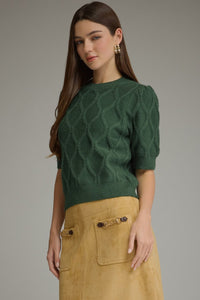 Pine Puff Sleeve Sweater