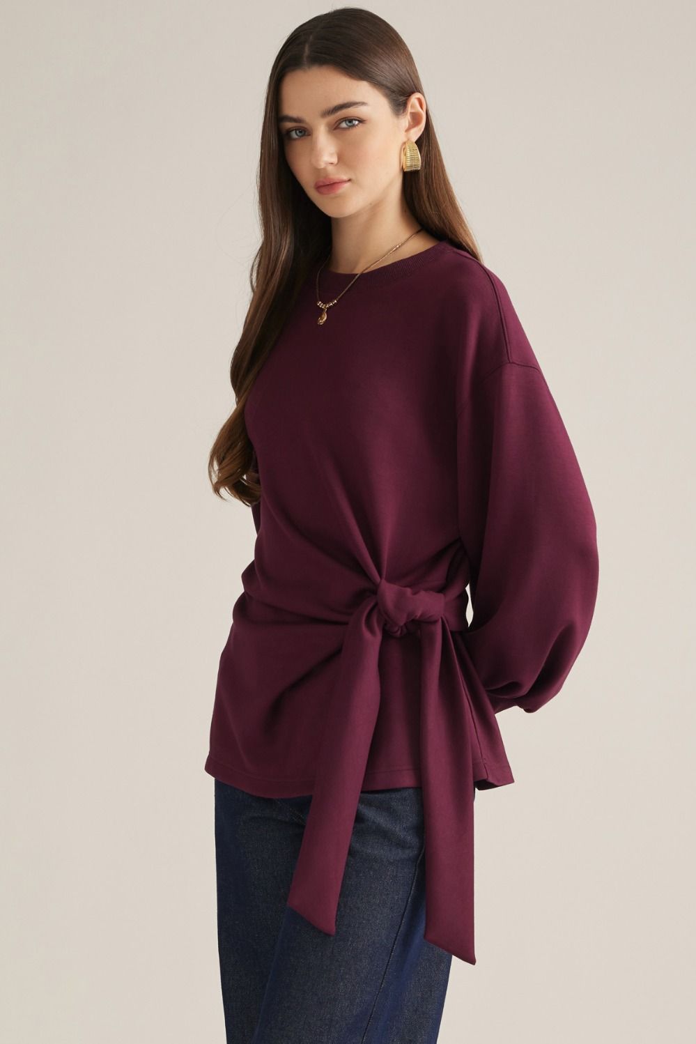 Burgundy Side Tie Top