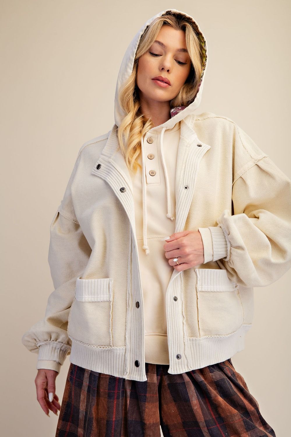 Ecru Washed Terry Jacket