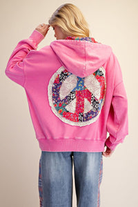 Pink Peace Hooded Pullover