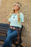 Aqua Crochet V-top