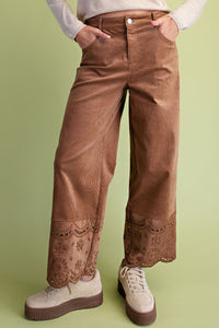 Brown Embroidery Corduroy
