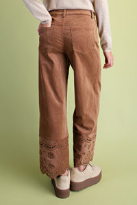 Brown Embroidery Corduroy