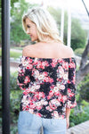 Black Floral Jewel Top
