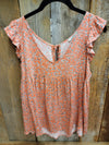 Coral Flutter Sleeve Top