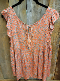 Coral Flutter Sleeve Top