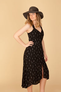 Black Button Down Cutout Dress