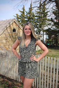 Mint Animal Ruffled Romper