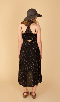 Black Button Down Cutout Dress