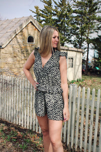 Mint Animal Ruffled Romper