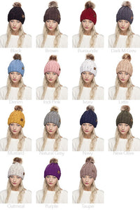 CC Lined Fur Pom Beanie