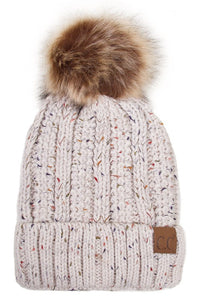 CC Lined Fur Pom Beanie