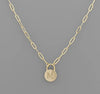 Gold Padlock Initial Necklace